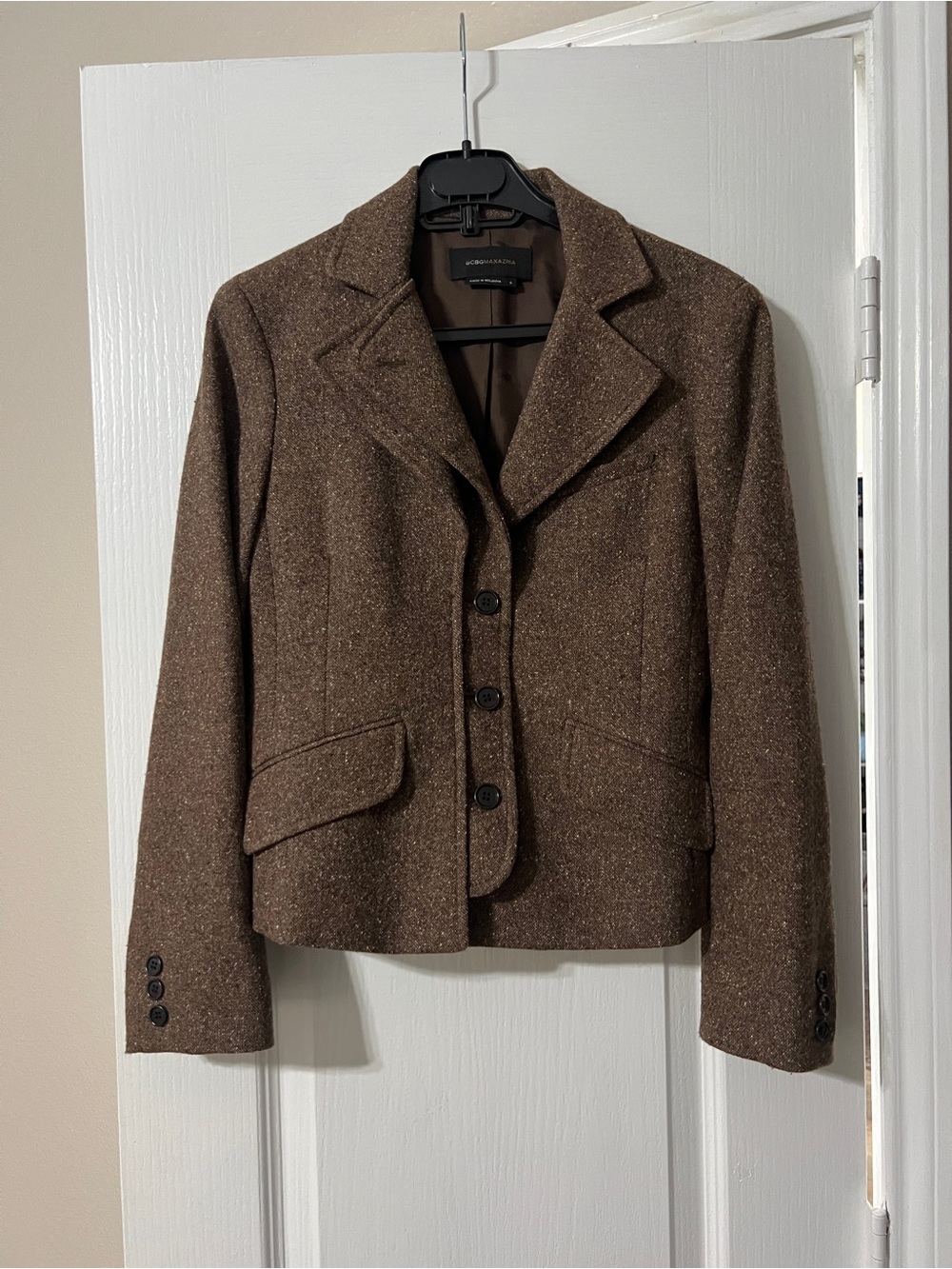 BCBGMaxAzria Brown Tailored Wool-Blend Blazer